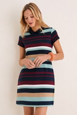 Zara Trafaluc Striped Shift Dress S Collared Mini Mod Retro Preppy Chic 90s